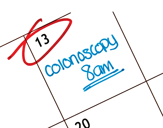 Calendar date for colonoscopy marked