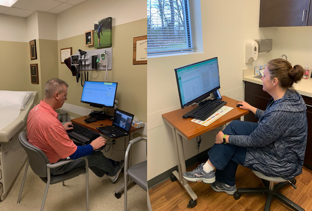 Drs. Brian Niedbalksi and Tricia Warner make telehealth visits recently.