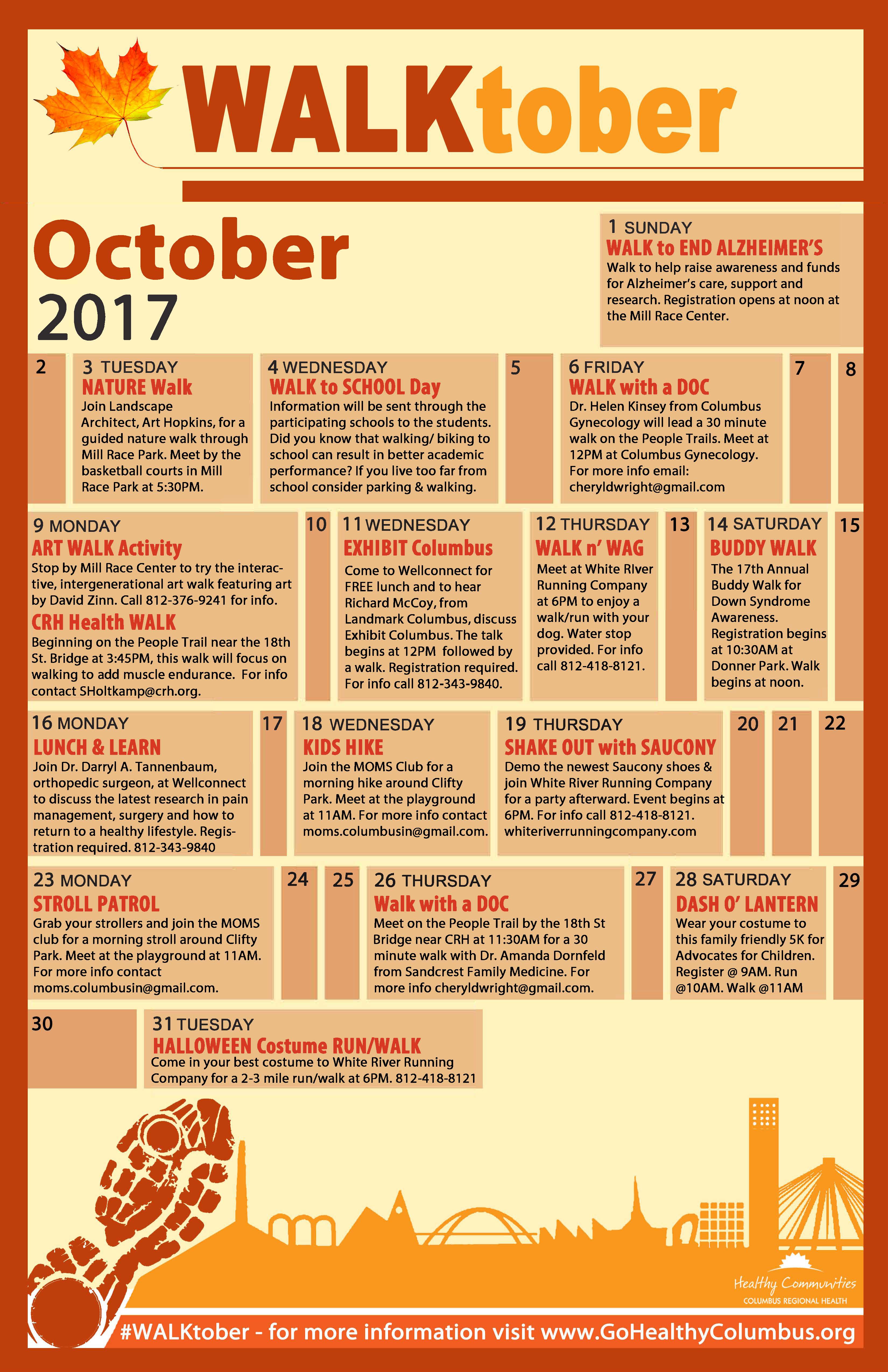 walktober calendar walktober calendar