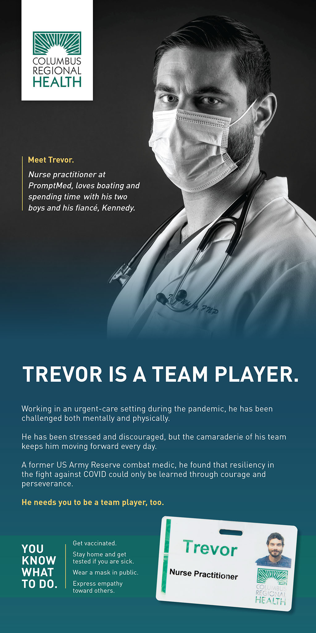 COVID ad featuring Trevor Whipker.