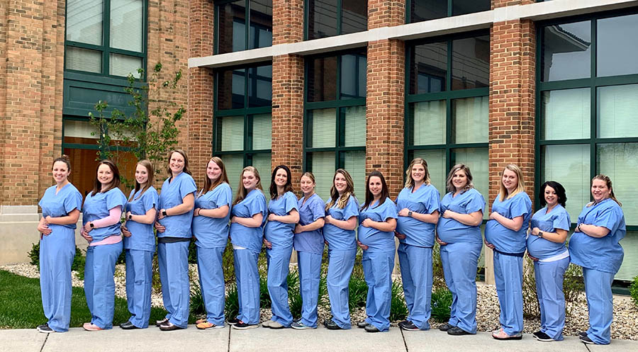 Line of pregnant nurses from the CRH Birthing Center.