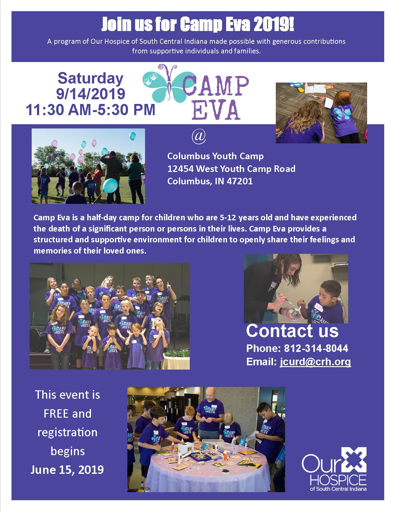 Flyer for 2019 Camp Eva